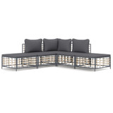 5-dijelna vrtna garnitura od poliratana s jastucima antracit 3186761