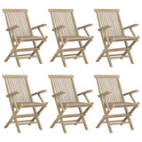 Sklopive vrtne stolice 6 kom sive 56x61x89 cm masivna tikovina 3155071
