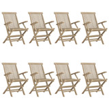 Sklopive vrtne stolice 8 kom sive 56x61x89 cm masivna tikovina 3155072