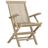 Sklopive vrtne stolice 8 kom sive 56x61x89 cm masivna tikovina 3155072