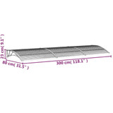 Nadstrešnica za vrata crna i prozirna 300 x 80 cm polikarbonat 153578