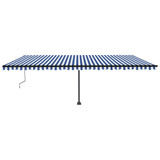 Automatska tenda sa senzorom LED 600 x 350 cm plavo-bijela 3069891