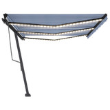 Automatska tenda sa senzorom LED 600 x 350 cm plavo-bijela 3069891