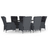 7-dijelni vrtni blagovaonski set od poliratana tamnosivi 3156803