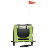 Prikolica za bicikl za pse zeleno-siva od tkanine i željeza 93885