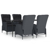 5-dijelni vrtni blagovaonski set od poliratana tamnosivi 3156802