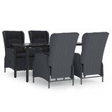 5-dijelni vrtni blagovaonski set od poliratana tamnosivi 3156790
