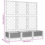 Vrtna sadilica s rešetkom tamnosiva 120 x 40 x 121,5 cm PP 318252