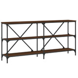 Konzoni stol boja smeđeg hrasta 160x30x75 cm od drva i željeza 832852 Konzoni stol boja smeđeg hrasta 160x30x75 cm od drva i željeza 832852