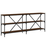 Konzoni stol boja smeđeg hrasta 180x30x75 cm od drva i željeza 832857 Konzoni stol boja smeđeg hrasta 180x30x75 cm od drva i željeza 832857
