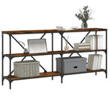 Konzoni stol boja hrasta 160 x 30 x 75 cm od drva i željeza 832850 Konzoni stol boja hrasta 160 x 30 x 75 cm od drva i željeza 832850