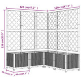 Vrtna sadilica s rešetkom crna 120 x 120 x 136 cm PP 318277