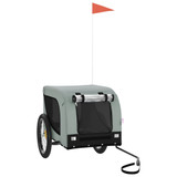 Prikolica za bicikl za pse sivo-crna od tkanine i željeza 94007