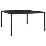 313099 Garden Table 130x130x72 cm Black Steel and Glass 313099