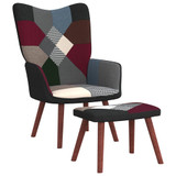 Stolica za opuštanje s osloncem za noge patchwork od tkanine 328196
