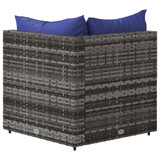 Kutna vrtna sofa od poliratana s jastucima siva 319841