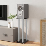 Stalci za zvučnike crno-srebrni 2 kom kaljeno staklo s 4 stupa 51818 Stalci za zvučnike crno-srebrni 2 kom kaljeno staklo s 4 stupa 51818