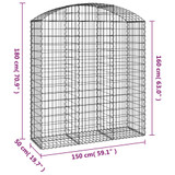 Gabionska košara s lukom 150x50x160/180 cm pocinčano željezo 153458