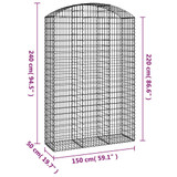 Gabionska košara s lukom 150x50x220/240 cm pocinčano željezo 153461