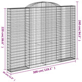 Gabionska košara s lukom 300x30x220/240 cm pocinčano željezo 153511