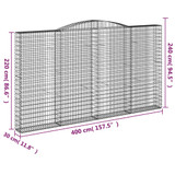 Gabionska košara s lukom 400x30x220/240 cm pocinčano željezo 153531