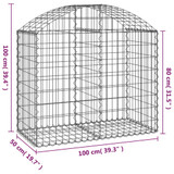 Gabionska košara s lukom 100 x 50 x 80/100 cm pocinčano željezo 153434