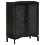 Komoda crna 55 x 30 x 77 cm od masivnog drva manga i željeza 351645 Komoda crna 55 x 30 x 77 cm od masivnog drva manga i željeza 351645