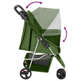 Sklopiva kolica za pse zelena 80 x 46 x 98 cm od tkanine oxford 172198