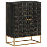 Komoda crna 55 x 34 x 75 cm od masivnog drva manga i željeza 351679 Komoda crna 55 x 34 x 75 cm od masivnog drva manga i željeza 351679