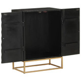 Komoda crna 55 x 34 x 75 cm od masivnog drva manga i željeza 351679 Komoda crna 55 x 34 x 75 cm od masivnog drva manga i željeza 351679