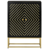 Komoda s 2 vrata crno-zlatna 55 x 30 x 75 cm masivno drvo manga 352042 Komoda s 2 vrata crno-zlatna 55 x 30 x 75 cm masivno drvo manga 352042