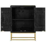 Komoda s 2 vrata crno-zlatna 55 x 30 x 75 cm masivno drvo manga 352042 Komoda s 2 vrata crno-zlatna 55 x 30 x 75 cm masivno drvo manga 352042