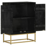 Komoda s 2 vrata crno-zlatna 55 x 30 x 75 cm masivno drvo manga 352042 Komoda s 2 vrata crno-zlatna 55 x 30 x 75 cm masivno drvo manga 352042