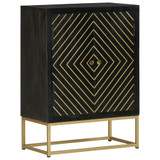 Komoda s 2 vrata crno-zlatna 55 x 30 x 75 cm masivno drvo manga 352042 Komoda s 2 vrata crno-zlatna 55 x 30 x 75 cm masivno drvo manga 352042