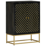 Komoda s 2 vrata crno-zlatna 55 x 30 x 75 cm masivno drvo manga 352042 Komoda s 2 vrata crno-zlatna 55 x 30 x 75 cm masivno drvo manga 352042