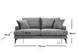 Sofa sa 2 sedišta Papira dvosjed - siva