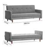 Sofa za 3 sjedala Hiko - svijetlo siva