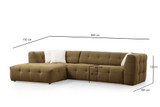Ugaona sofa Cady 3 sjedala lijevo - kaki