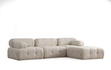 Ugaona sofa Doblo 3 sjedila sa pufom (L1-O1-1R-pouffe) - krem