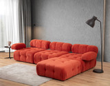 Ugaona sofa Doblo trosjed sa pufom (L1-O1-1R-pouffe) - crveni Ugaona sofa Doblo trosjed sa pufom (L1-O1-1R-pouffe) - crveni