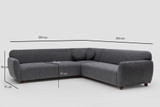 Ugaona sofa Eddy Corner 2 (3L-C-3R) - tamno siva
