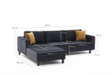 Ugaona sofa Kale Velvet Lijevo - Antracit Ugaona sofa Kale Velvet Lijevo - Antracit