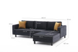 Ugaona sofa Kale Velvet desno - antracit Ugaona sofa Kale Velvet desno - antracit