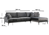 Ugaona sofa Papira ugao desni (L3+Chl) - antracit