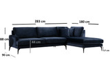 Ugaona sofa Papira ugao desni (L3+Chl) - tamnoplava
