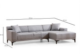 Ugaona sofa Petra R Corner - svijetlo siva