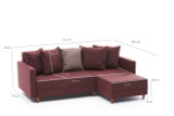 Ugaona sofa-krevet Aydam desno - Claret Red Ugaona sofa-krevet Aydam desno - Claret Red