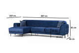 Ugaona sofa-krevet Slika ugao lijevi ( Chl-3R ) - tamnoplava