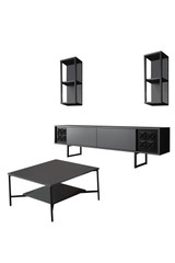Garnitura namještaja za dnevni boravak Black Line Set - antracit, crna Garnitura namještaja za dnevni boravak Black Line Set - antracit, crna
