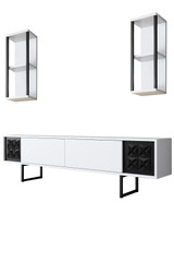 Garnitura namještaja za dnevni boravak Black Line Set - bijela, crna Garnitura namještaja za dnevni boravak Black Line Set - bijela, crna